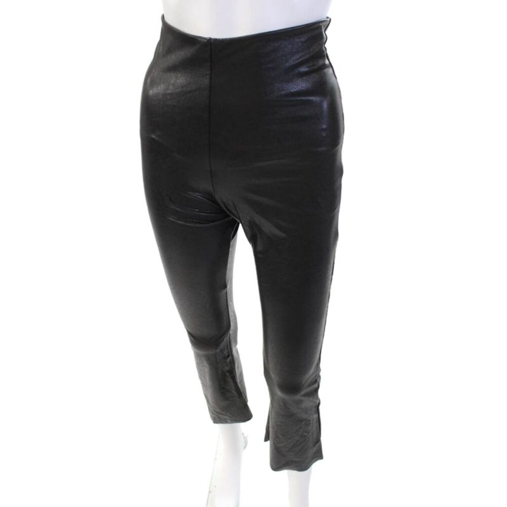 Commando Womens Vegan Leather High-Rise Flared Leggings Black Size M